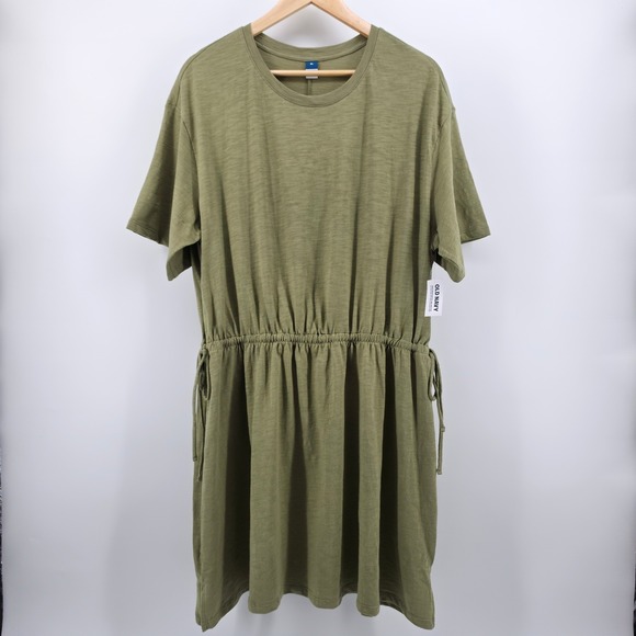 Old Navy Dresses & Skirts - NEW Old Navy Womens Elastic Waist Saguaro Green Cotton T-Shirt Dress Size XL